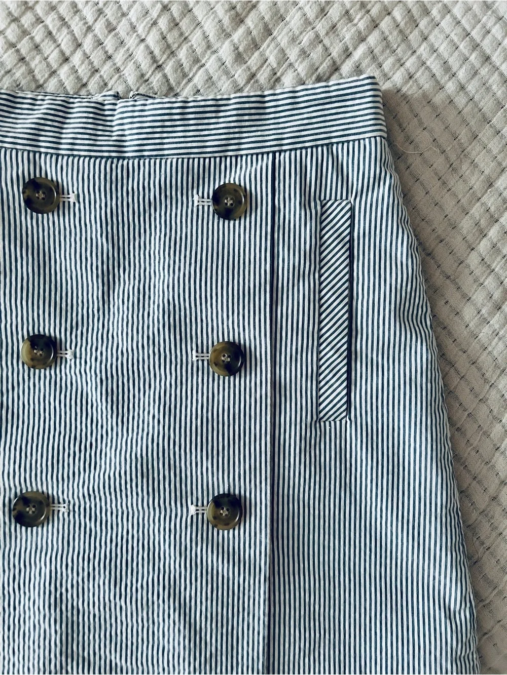 J. Crew Striped Seersucker Nautical Sailor Mini Skirt